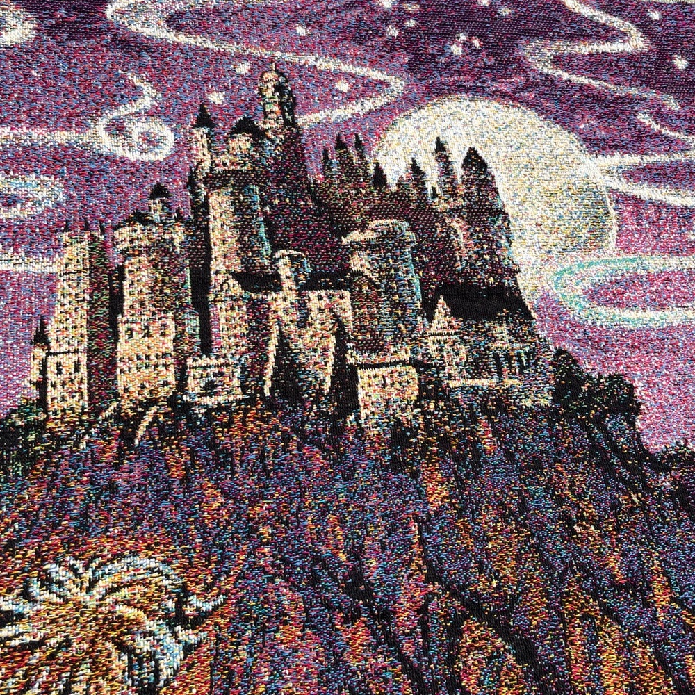 Vintage Harry Potter Journey to Hogwarts Woven Tapestry Blanket Throw - Picture 3 of 12